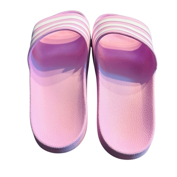 Adidas Adilette Aqua Slides Women’s Size 11 Pink White Stripes Comfort Sandals - Picture 6 of 9